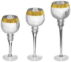 Atmosphera Créateur d'intérieur 3 db kehely gyertyatartó készlet, magasság 30/35/40 cm, arany (162695g)