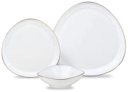 Kinghoff Set de masă Kinghoff KH 2036, 18 piese, pentru 6 persoane, sticlă opală, margine aurie, alb (KH 2036) Serviciu de masa