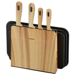 Klausberg Set de cuțite și tăvi de tăiat Klausberg KB 9037, 8 piese, oțel inoxidabil, suport, maro/negru (KB 9037)