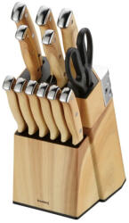 Klausberg Set de cuțite de bucătărie Klausberg KB 9038, 13 piese, ascuțitor încorporat, oțel inoxidabil, suport, maro (KB 9038)