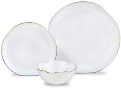 Kinghoff Set de masă Kinghoff KH 2037, 18 piese, pentru 6 persoane, sticlă opală, margine aurie, alb (KH 2037) Serviciu de masa