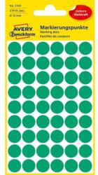 Avery-Zweckform Etichete, rotunde, diametru: 12 mm, AVERY ZWECKFORM, verzi, 270 etichete/pachet, 5 coli
