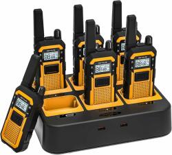  PMR446 adóvevő Retevis RB648, 6 darabos profi Walkie Talkie szett, 16 csatorna, IP67 vízálló és porálló, MIL-STD-810H katonai szabvány, 2000 mAh Li-Ion akkumulátor, USB-C töltés és 6 helyes t