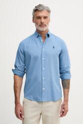 U. S. Polo Assn U. S. Polo Assn. férfi ing pamuttal LINEN BLEND LS - kék M