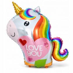 SHOW Fólia lufi egyszarvú szivárvány farokkal és Love You felirattal