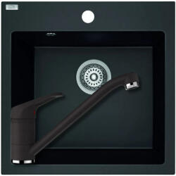 Laveo SRT_710B+525001GNE - LAVEO Tau 6 gránit mosogató 570x500 matt fekete + Schock Cosmo álló csaptelep NERO matt fekete (SRT_710B+525001GNE)