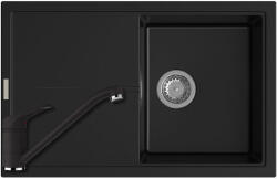 Strong 491379+525001GNE - StrongSinks Labe 780x500 mm 1 medencés csepptálcás gránit mosogató fekete + Schock Cosmo álló csaptelep NERO matt fekete (491379+525001GNE)