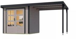 Karibu hibrid kerti ház KARIBU JUPITER 3D (12370) világosszürke / antracit + menedék 219 cm (LG4994)