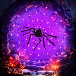 KEELYY Halloween pókháló LED fényfüzér, 80 LED, kültéri/beltéri