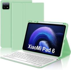 JADEMALL Xiaomi Pad 6/6 Pro 11" AZERTY Bluetooth billentyűzet tok világoszöld