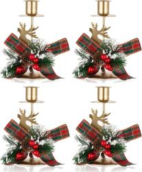 Romadedi Vintage Szarvas Gyertyatartó Szett - 4 db Arany Fém Adventi Asztaldísz Rusztikus Stílusban, Karácsonyi Dekoráció és Ajándék