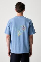 Drôle de Monsieur férfi pamut t-shirt Esquisse Slogan - kék S