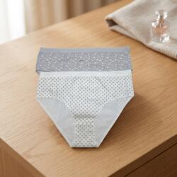 Berrak Magas derekú női pamut alsó szett - 2 db-os apró virágmintás (Ecru / Világosszürke) 2XL 125059