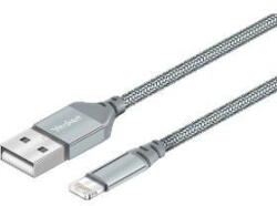YENKEE Cablu de date și încărcare Yenkee YCU 612 SR, USB-A la Lightning, MFi, 12W (2.4A), textil împletit, aluminiu, 1.2 m, Argintiu (YCU 612 SR) - pcone