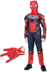 DEPOX Set costum Iron Spiderman, New Era, rosu, manusa cu discuri inclusa, 7-9 ani, 120-130 cm (2348) Costum bal mascat copii
