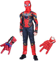 DEPOX Set costum Iron Spiderman, New Era, rosu, manusa cu ventuze si discuri, 7-9 ani, 120-130 cm (2317) Costum bal mascat copii