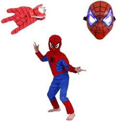 DEPOX Set costum Spiderman, masca LED si manusa cu lansator, 3-5 ani, 100-110 cm (2352) Costum bal mascat copii