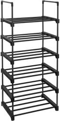  Cipőtartó polc szett, 6 szint, 45x30x106cm, fekete (srLSA23BK)
