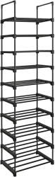  Cipőtartó polc 10 szintes fém vázzal, fekete 45x30x174cm (srLSA25BK)