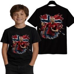 StukanDesign Gyerek Póló Unisex Fekete Norvégia Erling Haaland [2XS] 104cm