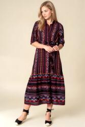 RohBoutique Rochie maxi din bumbac cu broderie etnic si cordon in talie Roh DR4851