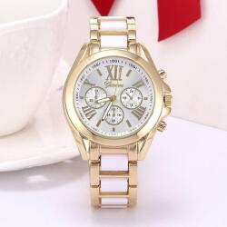 Geneva Ceas dama Quartz, Geneva Stylish, Auriu cu Alb Ceas