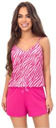 Donna Zebra top vállpántos pamutpizsama, rózsaszín, M