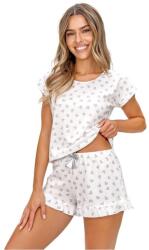 Donna Love short pamutpizsama, szívecskés, fehér-szürke, XL