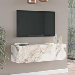 FDY Comoda TV Serita, din melamina, finisaj marmura ivory, 100 x 31.5 x 29.6 cm