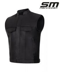 SM Racewear Vesta moto SM Racewear Concho Classic - piele naturala groasa, fermoare si capse metalice, croiala cu guler ridicat (VPC019-XXXXL)