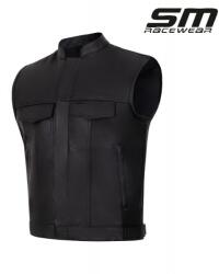SM Racewear Vesta moto SM Racewear Concho Classic - piele naturala groasa, fermoare si capse metalice, croiala cu guler ridicat (VPC019-XXXL)