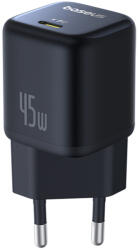 Baseus - Зарядно за стена PicoGo (P10176800123-00) - GaN, Бързо зареждане, 45W, USB-C - Космическо черно