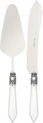 Casa Bugatti Spatulă și cuțit pentru servirea tortului Oxford, albe, în cutie cadou, set 2 piese (OXB1M-N3220/21)