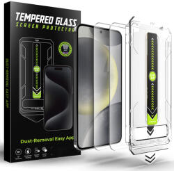Techsuit Протектор за Samsung Galaxy S25 / Galaxy S24 - Techsuit - [Съвместим с отключване с пръстов отпечатък] TitanGlass CrystalHD (2 броя) - Прозрачен
