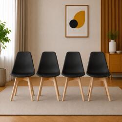 ARTOOL Set 4 scaune bucatarie si living Artool Kito, negre, cu picioare din lemn (3694_1SP)