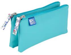 OXFORD Penar Oxford 2 Zip Floral Pastel, tip etui dublu, inchidere cu fermoar, culoare turcoaz (5901466232798) Penar