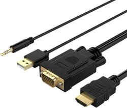 ORICO XD-VATH VGA-HDMI kábel 3, 5 mm-es mini jack és USB tápellátással, 5 m, fekete