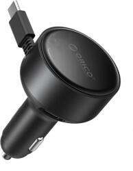 ORICO FC-60-2C 60 W-os autós töltő behúzható USB-C kábellel, 65 cm, fekete