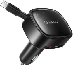 ORICO FC-66-1A2C 66 W-os autós töltő beépített visszahúzható USB-C kábellel, fekete