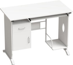 HomCom Birou pentru calculator, 100 x 52 x 75 cm, poliță glisantă pentru tastatură, sertare și suport pentru unitatea centrală, alb | Aosom Romania (920-019V00WT)