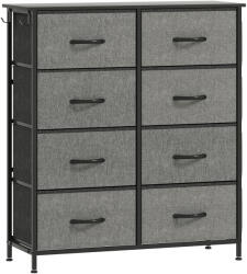 HOMCOM Comodă 8 sertare din material textil, mobilier de depozitare cu 4 buzunare, 2 cârlige, structură din oțel, 86 x 30 x 94, 5 cm, gri | Aosom Romania (83D-064V02GY) Comoda
