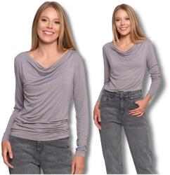 Moraj Tricou damă Moraj, elegant, divatos dekoltázzsal, hosszú ujjú, szürke, viszkóz kötött anyag elasztánnal, M INTL (BD1800-018-GREY-M)