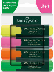 Faber-Castell Set markere evidentiatoare pe baza de apa, 3 grosimi de scriere, 4 culori (FC254844)