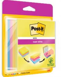 3M Notite adezive Post-It, Super Sticky, culori asortate, 76 x 76 mm, 75 file/buc, 4 buc/set, 3M 7100191507