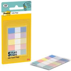 3M Indexuri adezive Post-it 683-5PASTEL0, culori pastel asortate, 11.9 x 43.2 mm, 20 indexuri/culoare, 100 indexuri/set, 3M 7100396601