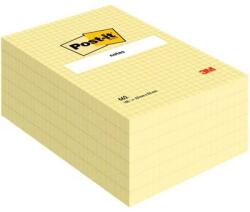 3M Notite adezive Post-It, format mare, galben Canary, caroiate, 102 x 152 mm, 100 file/buc, 6 buc/set, 3M 7100172739
