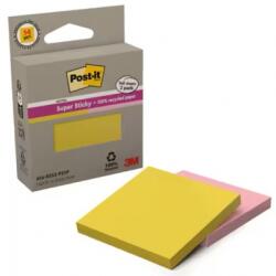 3M Notite adezive Post-it Super Sticky, Yellow si Pink, 76 x 76 mm, 70 file/bloc, 2 blocuri/set, 3M 7100396643