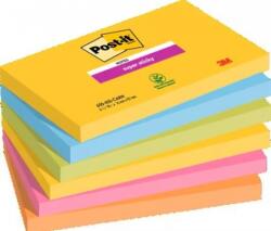 3M Notite adezive Post-It Super Sticky, Carnival Colour, 127 x 76 mm, 90 file/buc, 6 buc/set, 3M 7100242804