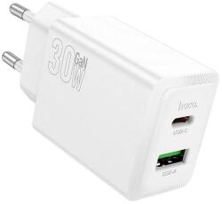 hoco. N71 мрежово зарядно устройство с USB+Type-C изход, 30 W, PD 3.0 за бързо зареждане, БЯЛО N71_W (N71_W)