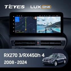  Autó navigáció Teyes Lux One 360° Lexus RX 2008-2012 6+128GB 12.3" IPS Octa-core 2Ghz, Android 4G Bluetooth 5.1 DSP - C változat